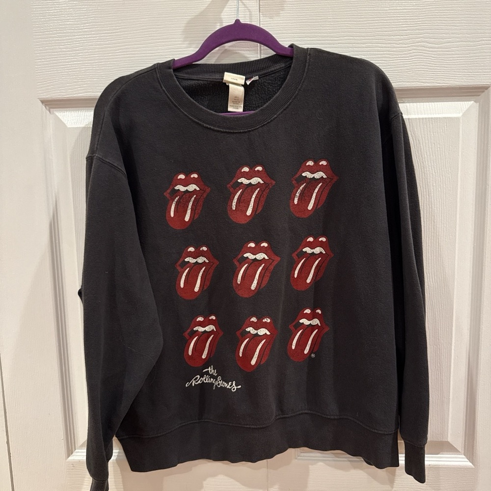 Charcoal Gray Rolling Stones Crew Neck